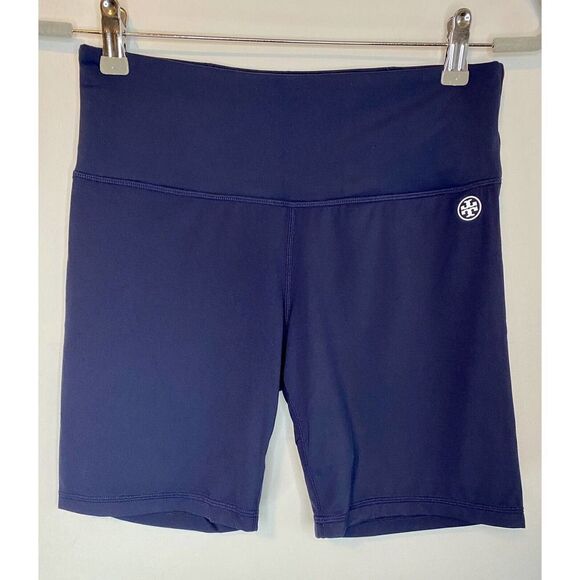 Tory Sport by Tory Burch High-Rise Weightless Bike Shorts Size M, Navy Blue, NWT - Picture 1 of 8